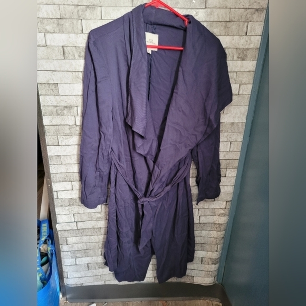 Thread & Supply size medium blue lightweight trench coat